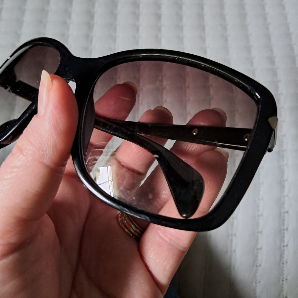 Prada Sunglasses SPR14P Ladies 1AB0A7 Black and Silver, Black Gray Gradient - Picture 9 of 12